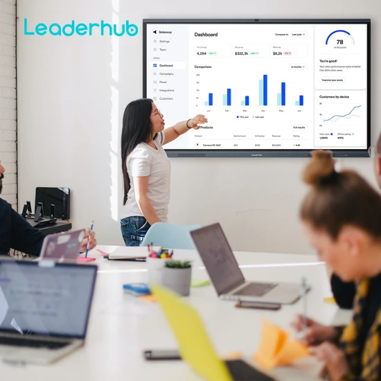 Leaderhub 65인치 4K 카메라 마이크 디지털 화이트보드 스마트 보드 대화형 평면 스크린